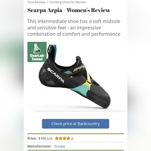 Scarpa Arpia women's rock climbing shoe